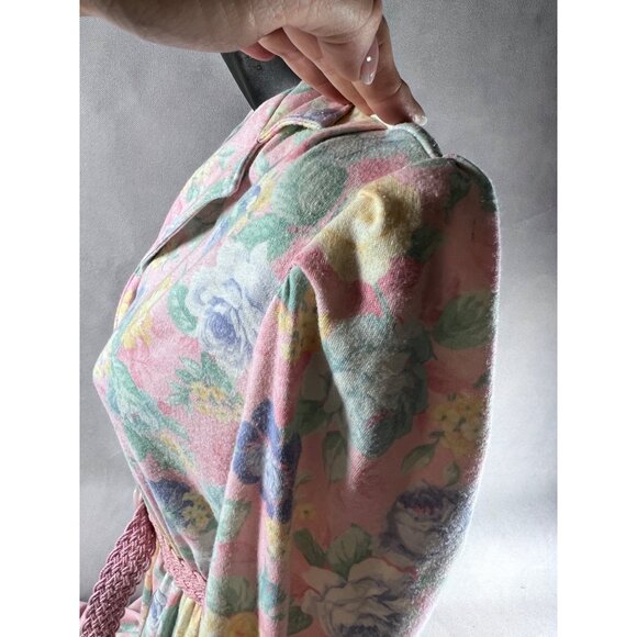 Vintage Miss Oops California  Floral Button-Down Dress With Belt Pastel Pink & B - Picture 4 of 16